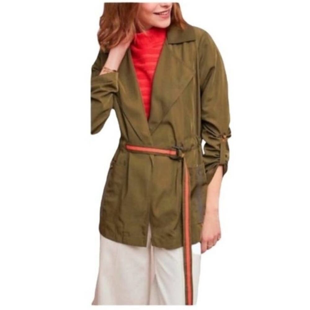 Anthropologie Gisborne Obi Trench Anorak Jacket in Olive Green‎ Size S